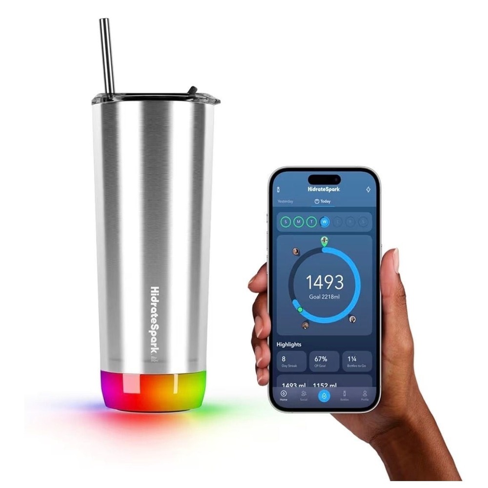 HidrateSpark PRO 20 oz Stainless Steel Smart Tumbler with Straw